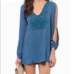 Tobi Nena Crochet Blue Mini Dress